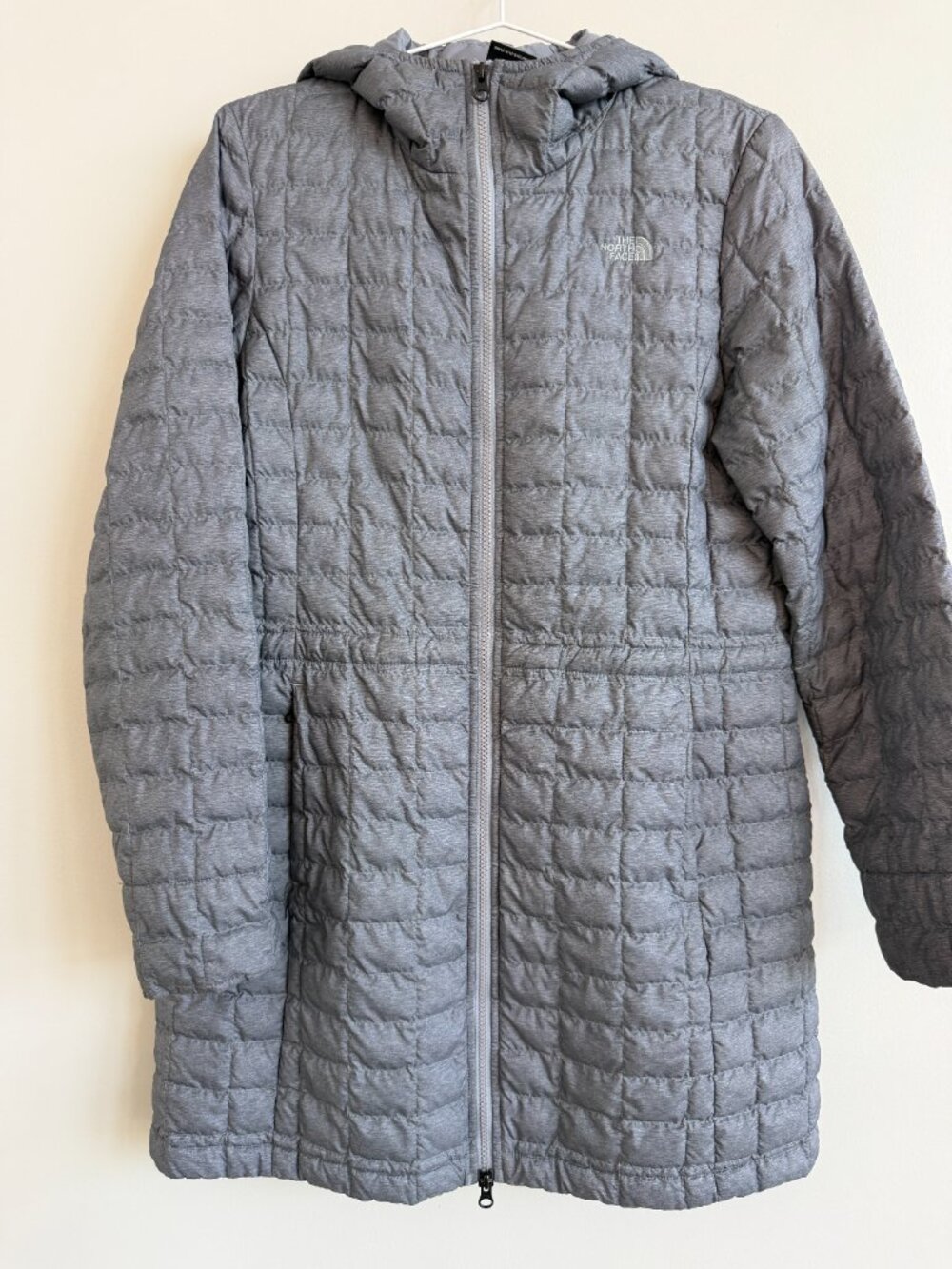 The North Face ThermoBall Eco Parka 2 Grey Heather Hooded Coat L - Picture 2 of 13